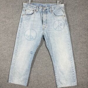 Levis 501 Jeans Womens 32 Button Fly 150th anniversary Peace Stonewash